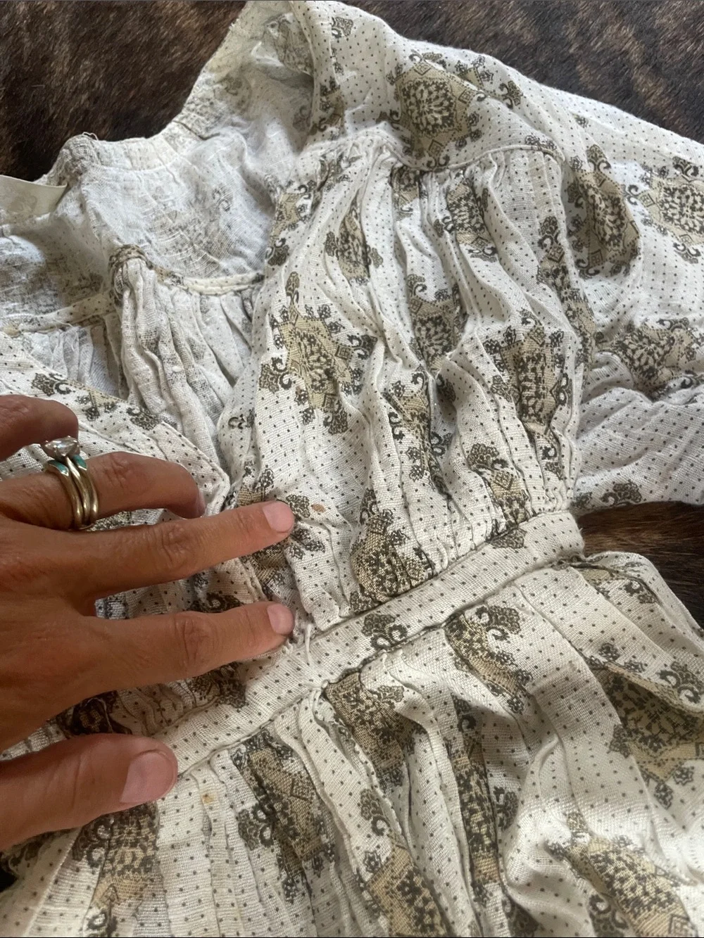 Free People White and Beige Floral Maxi Dress